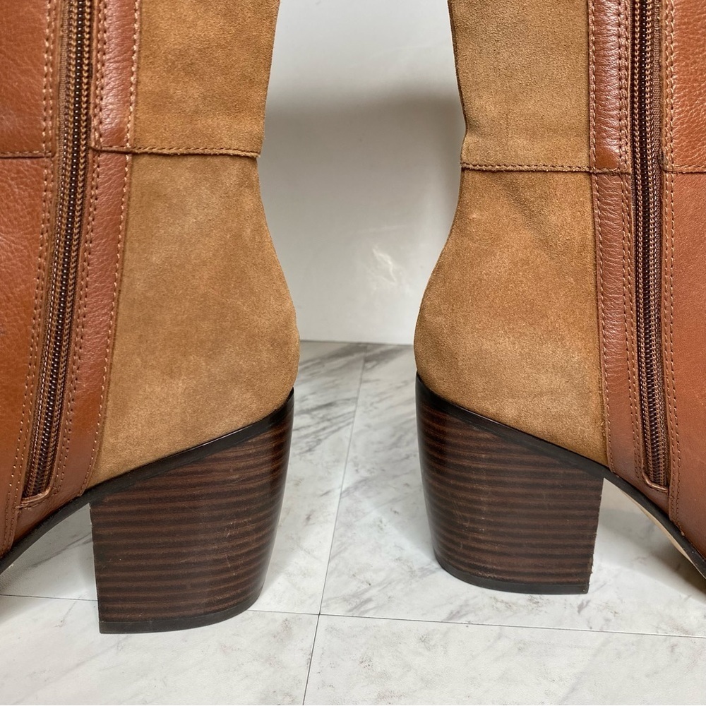 Paige Caroline Brown Leather Suede Heeled Knee High Boot 9 - Picture 9 of 16